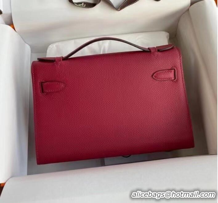 Top Quality Hermes Original Epsom Leather KEL2278 purplish&Silver-Tone Metal