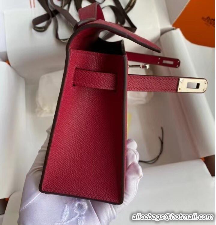 Top Quality Hermes Original Epsom Leather KEL2278 purplish&Silver-Tone Metal