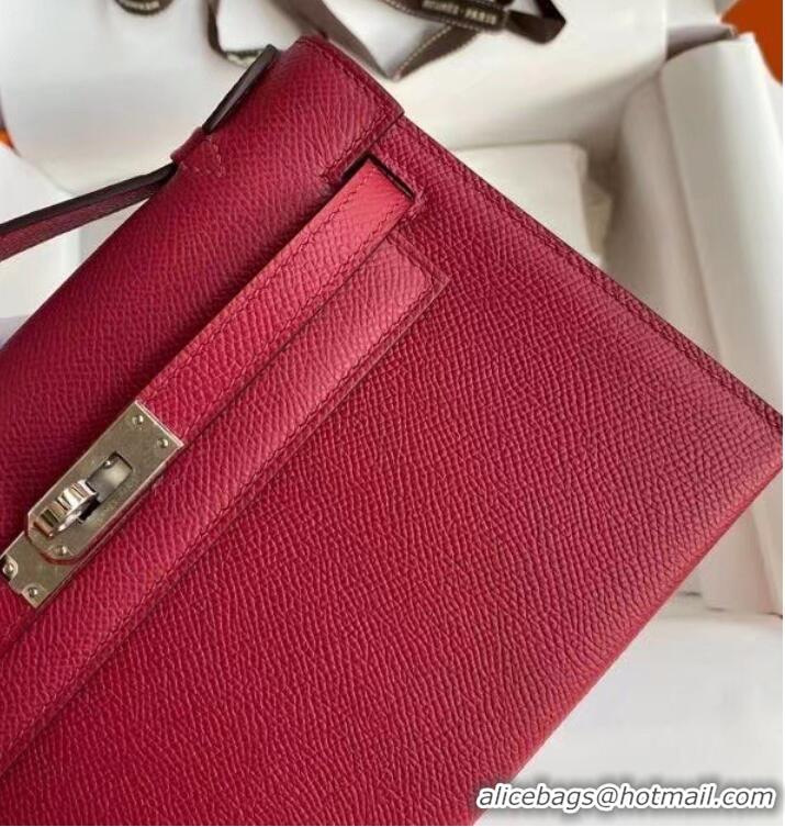 Top Quality Hermes Original Epsom Leather KEL2278 purplish&Silver-Tone Metal