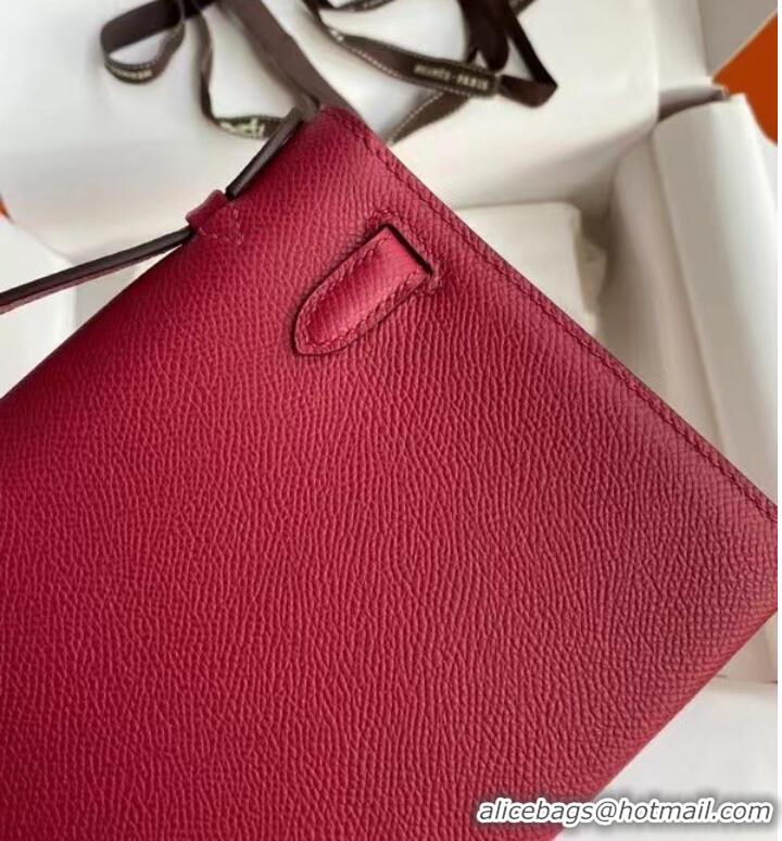 Top Quality Hermes Original Epsom Leather KEL2278 purplish&Silver-Tone Metal