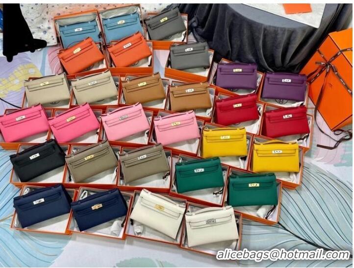 Discount Hermes Original Epsom Leather KEL2278 purplish&gold-Tone Metal