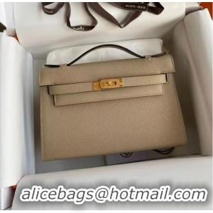 Classic Hermes Original Epsom Leather KEL2278 grey&gold-Tone Metal