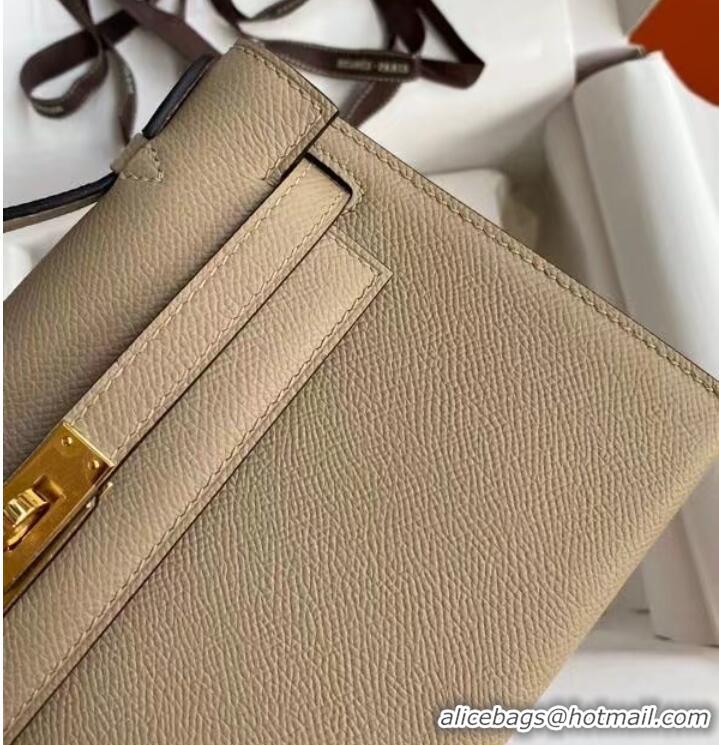 Classic Hermes Original Epsom Leather KEL2278 grey&gold-Tone Metal