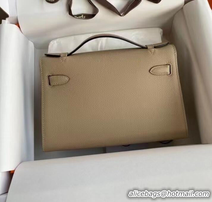 Classic Hermes Original Epsom Leather KEL2278 grey&gold-Tone Metal