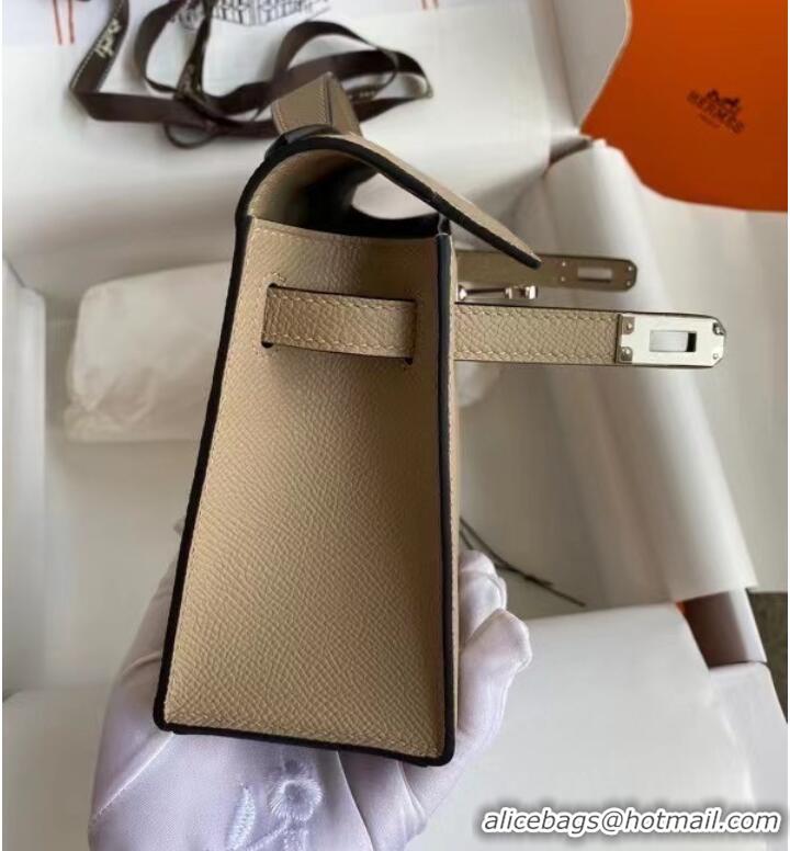 Latest Style Hermes Original Epsom Leather KEL2278 grey&Silver-Tone Metal