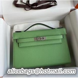 Buy Luxury Hermes Original Epsom Leather KEL2278 green&Silver-Tone Metal