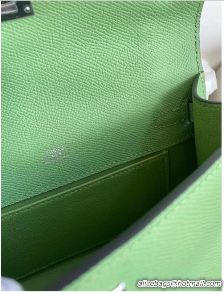 Buy Luxury Hermes Original Epsom Leather KEL2278 green&Silver-Tone Metal