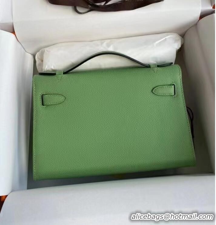 Buy Luxury Hermes Original Epsom Leather KEL2278 green&Silver-Tone Metal