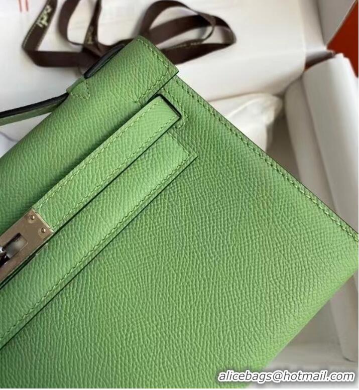 Buy Luxury Hermes Original Epsom Leather KEL2278 green&Silver-Tone Metal