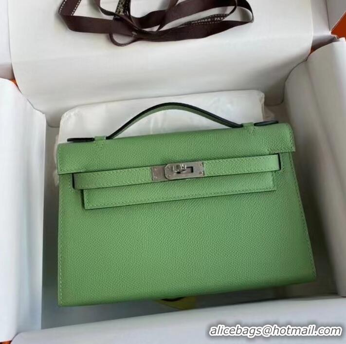 Buy Luxury Hermes Original Epsom Leather KEL2278 green&Silver-Tone Metal