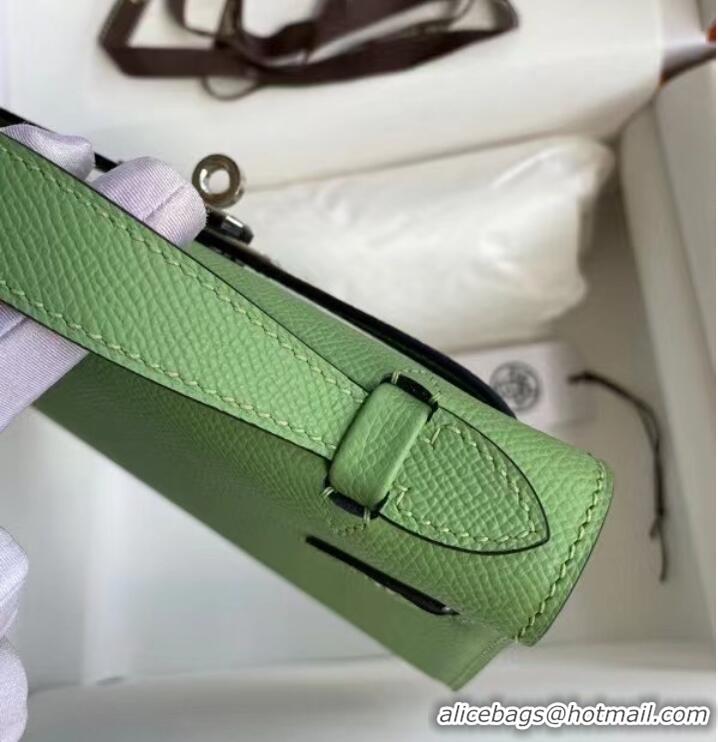 Buy Luxury Hermes Original Epsom Leather KEL2278 green&Silver-Tone Metal