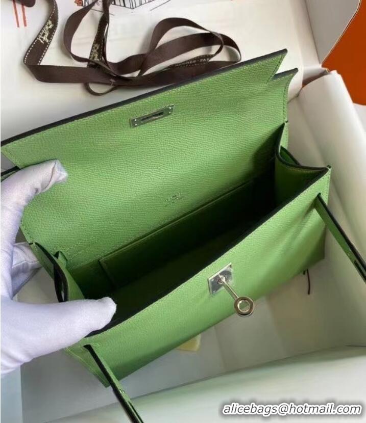 Buy Luxury Hermes Original Epsom Leather KEL2278 green&Silver-Tone Metal