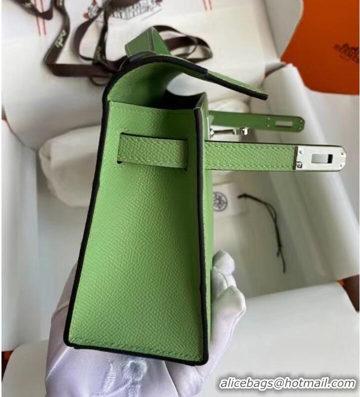 Buy Luxury Hermes Original Epsom Leather KEL2278 green&Silver-Tone Metal