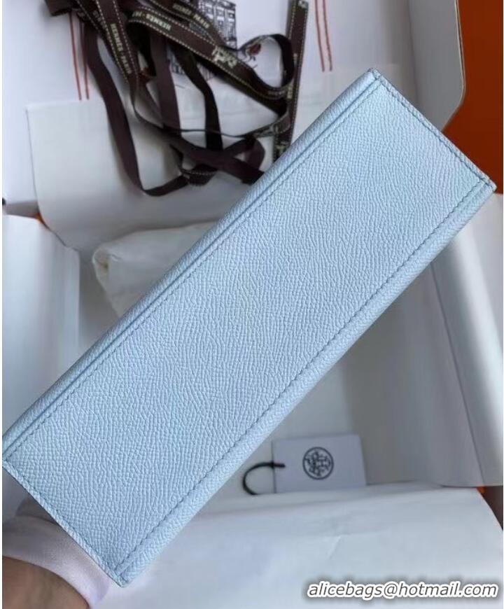 New Stylish Hermes Original Epsom Leather KEL2278 sky blue&Silver-Tone Metal