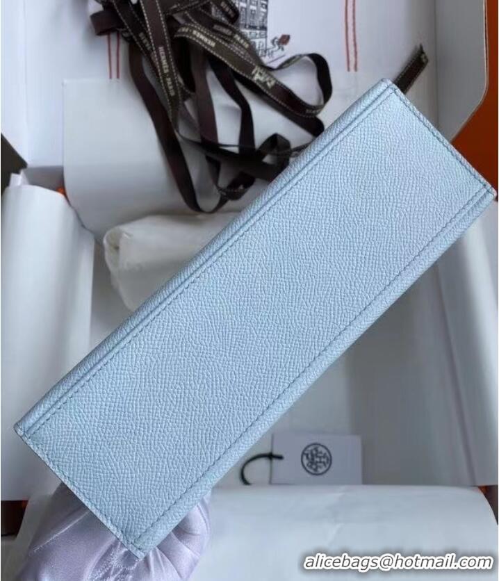 Market Sells Hermes Original Epsom Leather KEL2278 sky blue&gold-Tone Metal