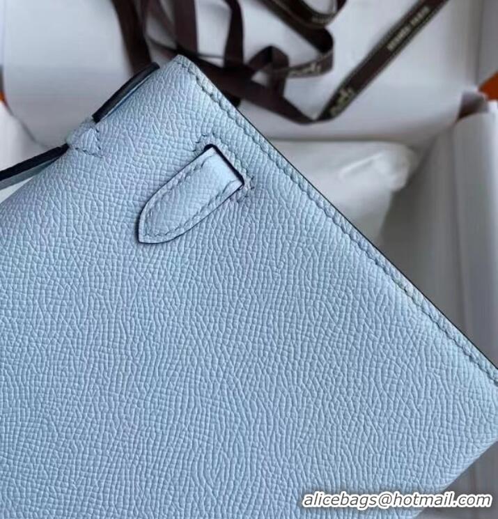 Market Sells Hermes Original Epsom Leather KEL2278 sky blue&gold-Tone Metal