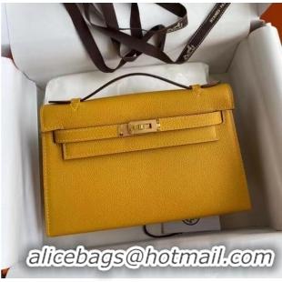 New Arrivals Hermes Original Epsom Leather KEL2278 yellow&gold-Tone Metal