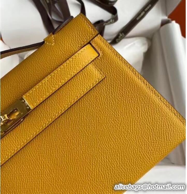 New Arrivals Hermes Original Epsom Leather KEL2278 yellow&gold-Tone Metal