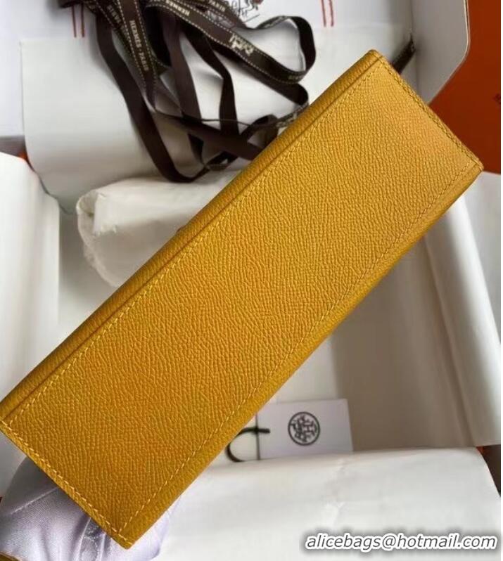 New Arrivals Hermes Original Epsom Leather KEL2278 yellow&gold-Tone Metal