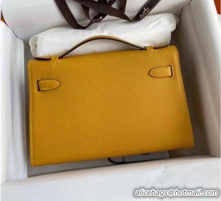 New Arrivals Hermes Original Epsom Leather KEL2278 yellow&gold-Tone Metal