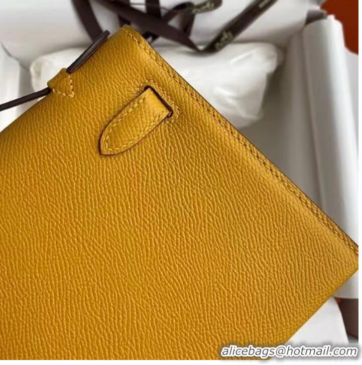 New Arrivals Hermes Original Epsom Leather KEL2278 yellow&gold-Tone Metal