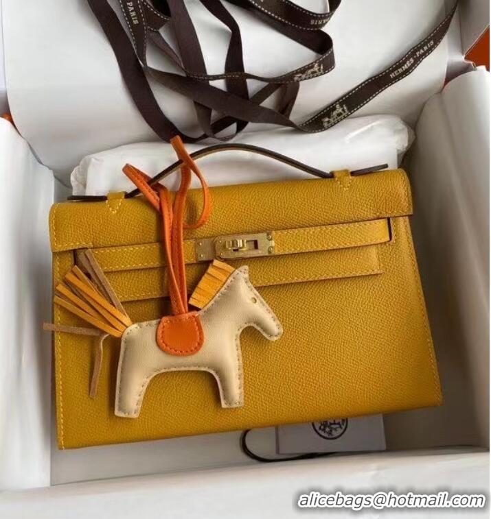 New Arrivals Hermes Original Epsom Leather KEL2278 yellow&gold-Tone Metal