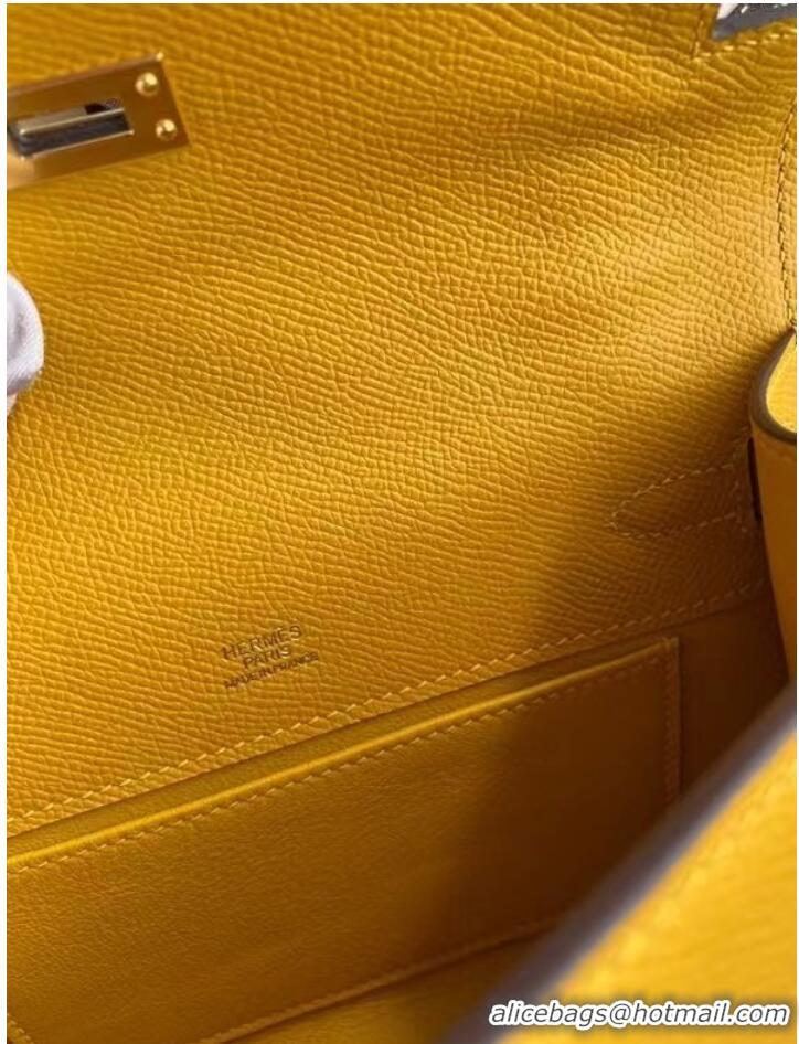 New Arrivals Hermes Original Epsom Leather KEL2278 yellow&gold-Tone Metal