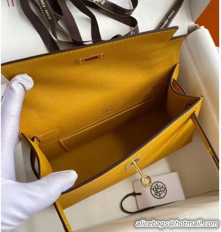 New Arrivals Hermes Original Epsom Leather KEL2278 yellow&gold-Tone Metal