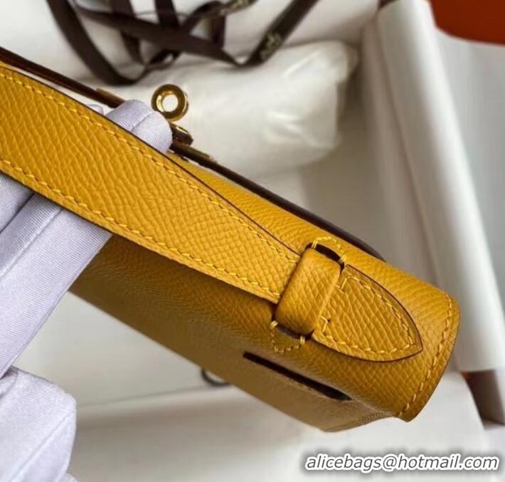 New Arrivals Hermes Original Epsom Leather KEL2278 yellow&gold-Tone Metal