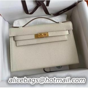 Low Price Hermes Original Epsom Leather KEL2278 Chalk&Silver-Tone Metal