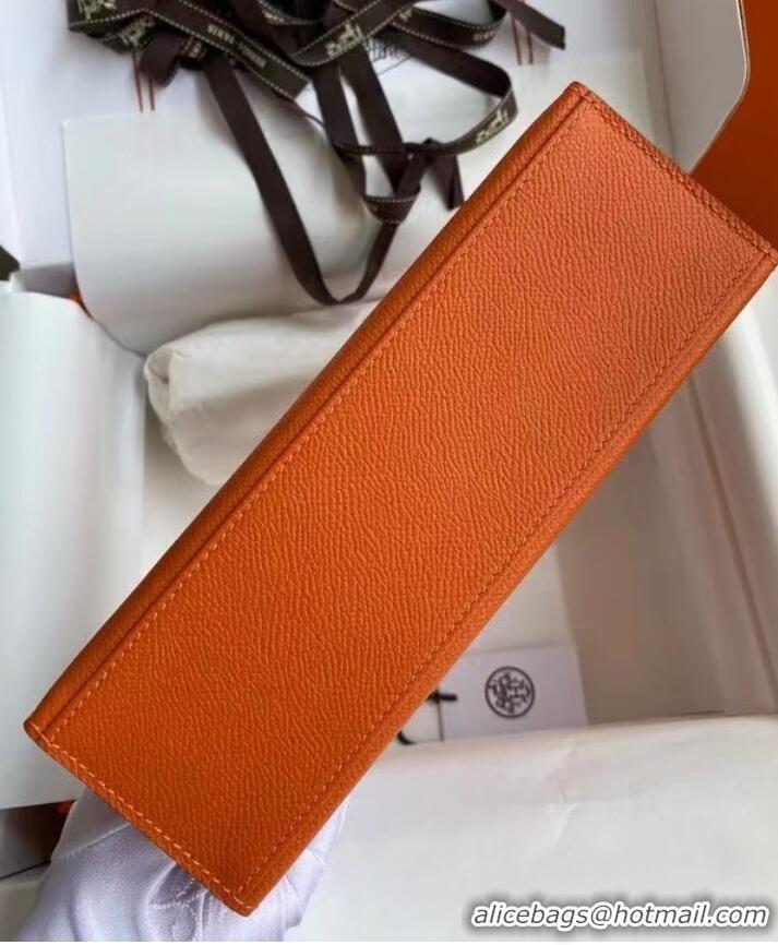 Inexpensive Hermes Original Epsom Leather KEL2278 orange&gold-Tone Metal