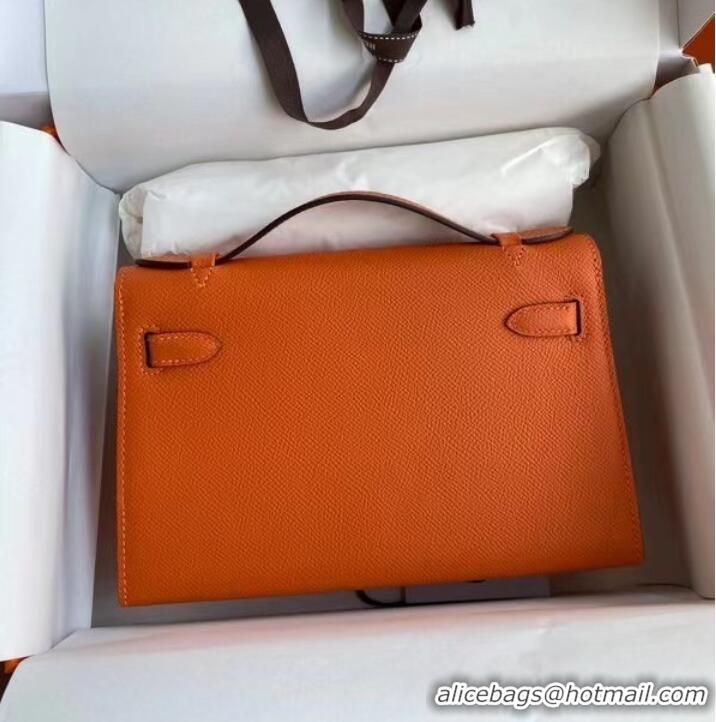 Inexpensive Hermes Original Epsom Leather KEL2278 orange&gold-Tone Metal