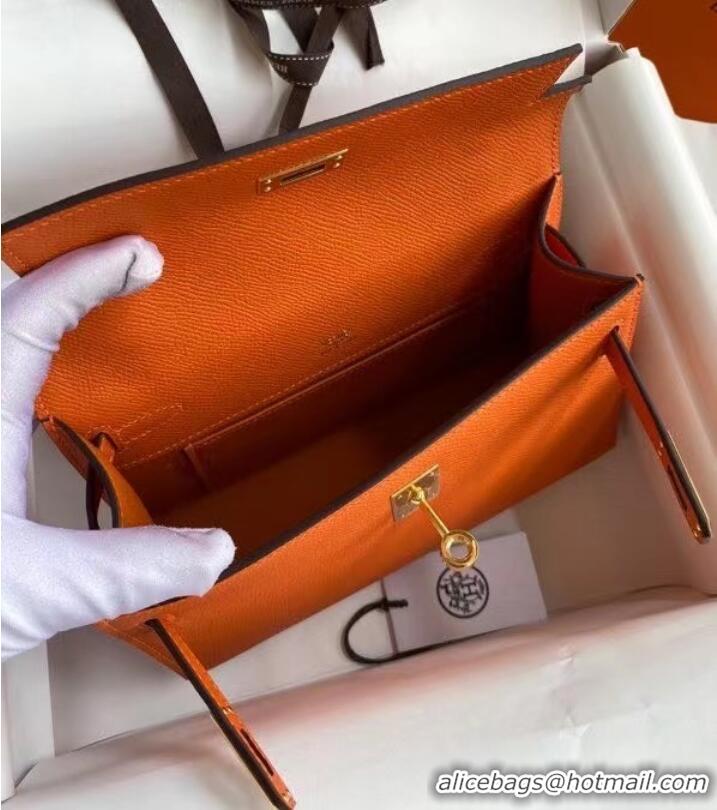 Inexpensive Hermes Original Epsom Leather KEL2278 orange&gold-Tone Metal