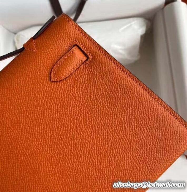 Inexpensive Hermes Original Epsom Leather KEL2278 orange&gold-Tone Metal