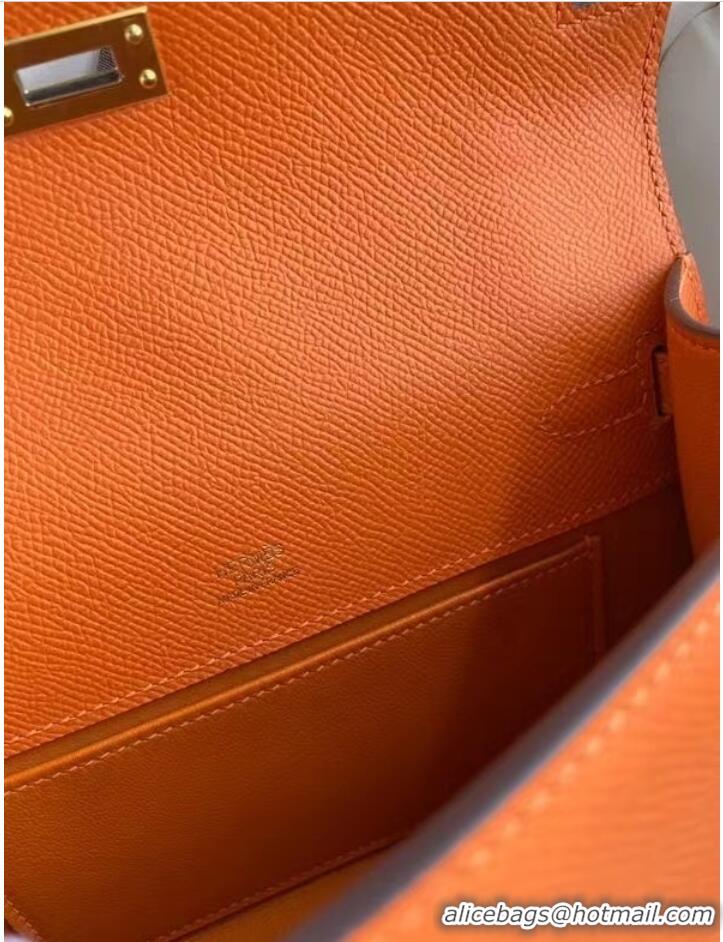 Inexpensive Hermes Original Epsom Leather KEL2278 orange&gold-Tone Metal