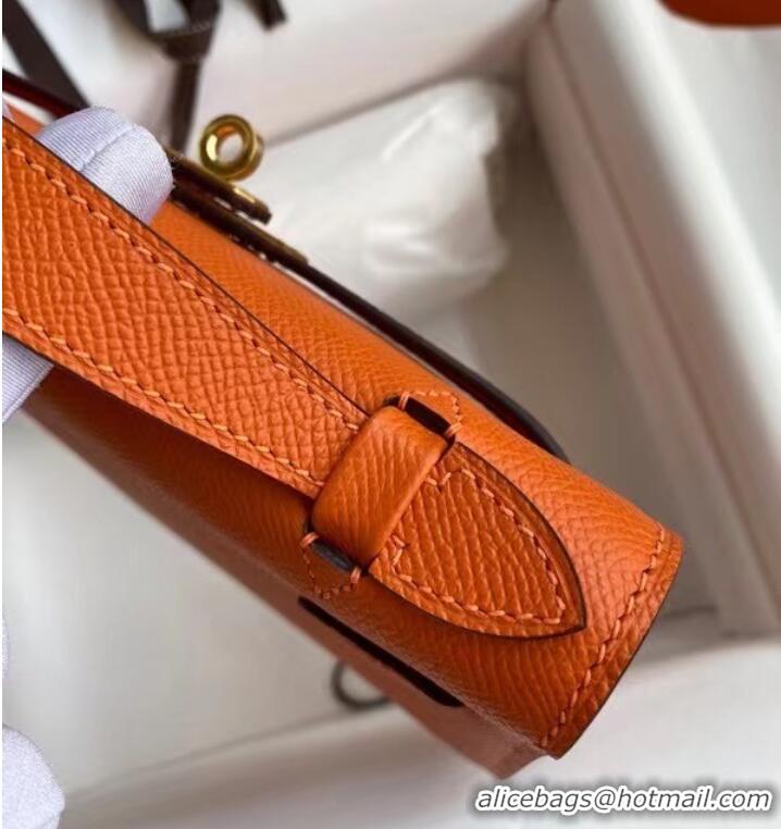 Inexpensive Hermes Original Epsom Leather KEL2278 orange&gold-Tone Metal