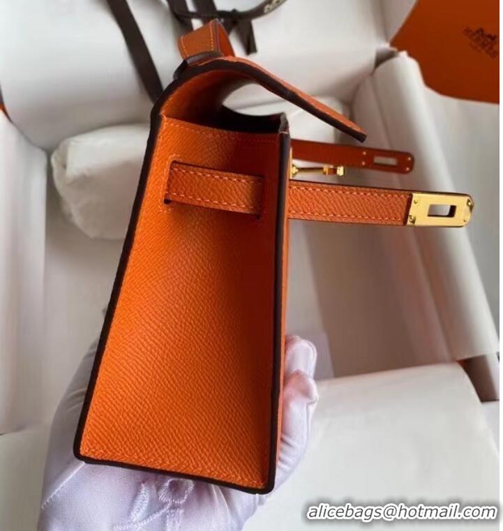 Inexpensive Hermes Original Epsom Leather KEL2278 orange&gold-Tone Metal