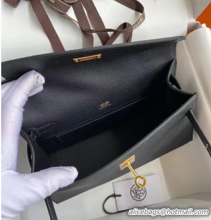 Inexpensive Hermes Original Epsom Leather KEL2278 black&gold-Tone Metal