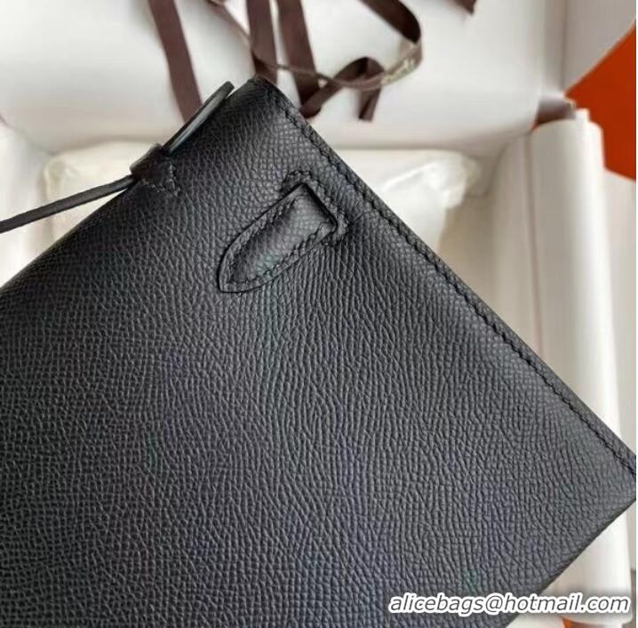 Inexpensive Hermes Original Epsom Leather KEL2278 black&gold-Tone Metal