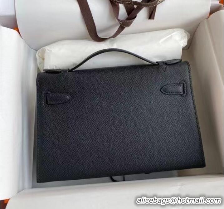 Inexpensive Hermes Original Epsom Leather KEL2278 black&gold-Tone Metal