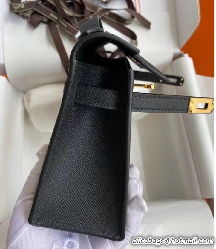 Inexpensive Hermes Original Epsom Leather KEL2278 black&gold-Tone Metal