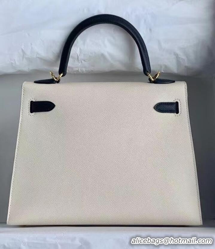 Modern Classic Hermes Original Epsom Leather KEL2578 white&black