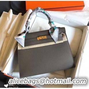 Luxury Discount Hermes Original Epsom Leather KEL2578 dark grey