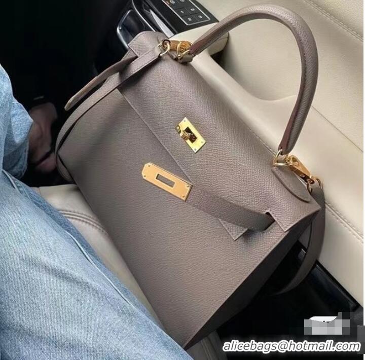 Luxury Discount Hermes Original Epsom Leather KEL2578 dark grey