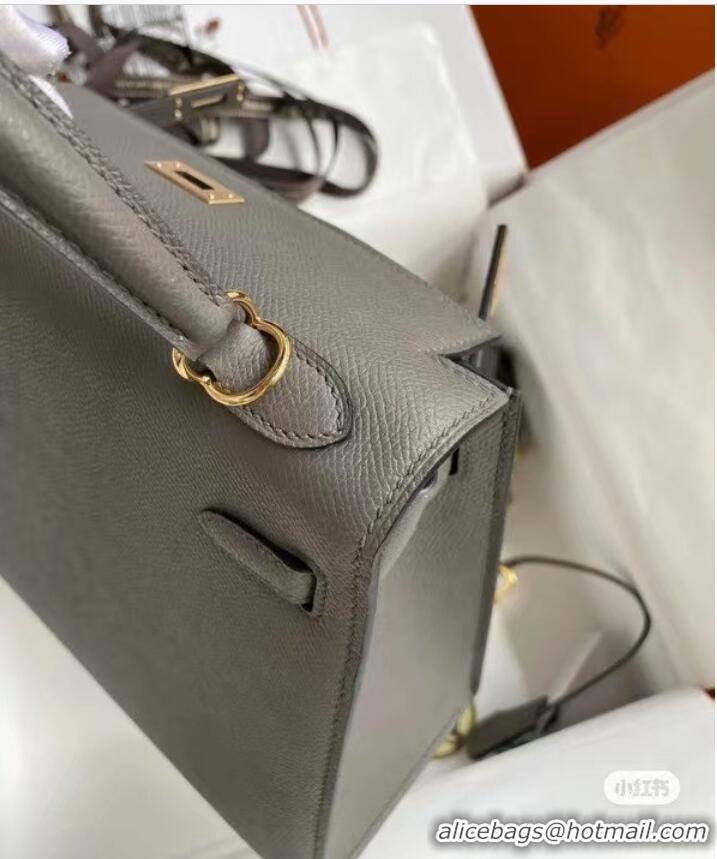 Luxury Discount Hermes Original Epsom Leather KEL2578 dark grey