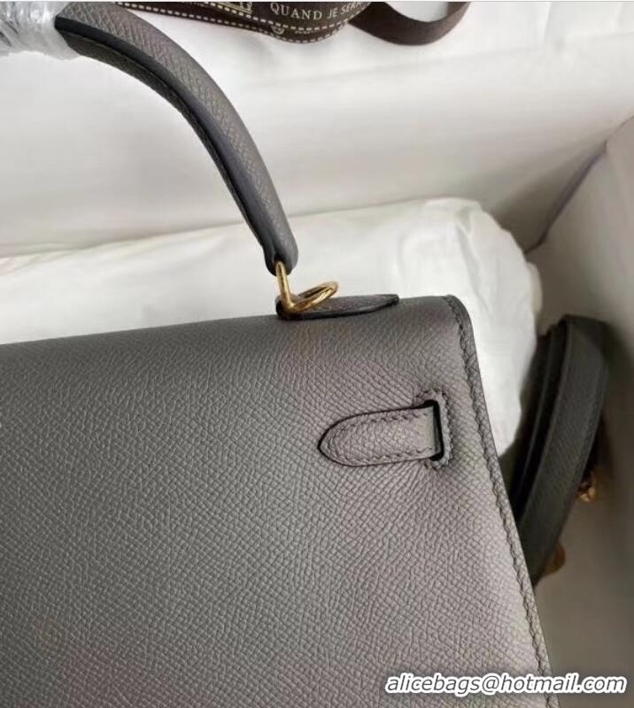 Luxury Discount Hermes Original Epsom Leather KEL2578 dark grey