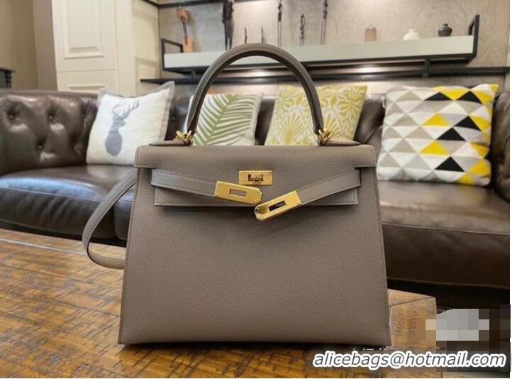 Luxury Discount Hermes Original Epsom Leather KEL2578 dark grey