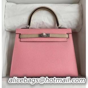 New Style Hermes Original Epsom Leather KEL2578 pink&light grey