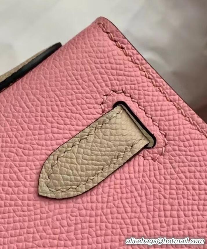 New Style Hermes Original Epsom Leather KEL2578 pink&light grey