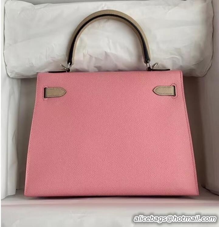 New Style Hermes Original Epsom Leather KEL2578 pink&light grey